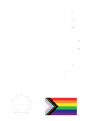 Olive Counselling circle logo with the RCC logo and LGBTQ+ logo underneath